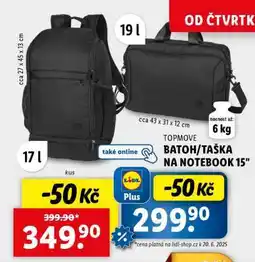 Lidl TOPMOVE BATOH/TAŠKA NA NOTEBOOK 15 nabídka