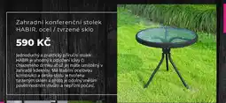 Kondela Zahradní konferenční stolek HABIR, ocel / tvrzené sklo nabídka