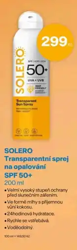 Benu SOLERO Transparentní sprej na opalování SPF 50+ nabídka