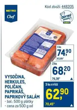 Makro VYSOČINA, HERKULES, POLIČAN, PAPRIKÁŠ, PAPRIKOVÝ SALÁM nabídka