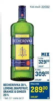 Makro BECHEROVKA 38%, LEMOND, GRAPEFRUIT, ORANGE & GINGER 20% nabídka