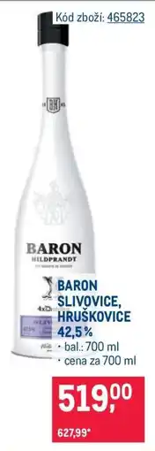 Makro BARON SLIVOVICE, HRUŠKOVICE 42,5 % nabídka
