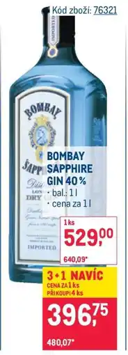 Makro Bombay Sapphire Gin 40 % nabídka