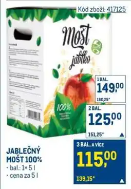 Makro Jablečný mošt 100% nabídka