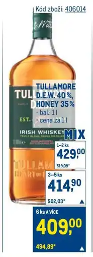 Makro TULLAMORE D.E.W. 40 %, HONEY 35 % nabídka