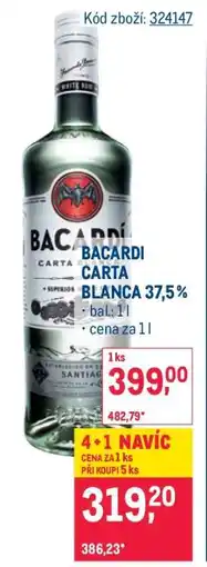 Makro Bacardi Carta Blanca 37,5 % nabídka