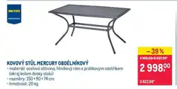 Makro KOVOVÝ STŮL MERCURY OBDÉLNÍKOVÝ nabídka