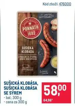Makro SUŠICKÁ KLOBÁSA, SUŠICKÁ KLOBÁSA SE SÝREM nabídka