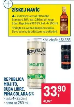 Makro REPUBLICA MOJITO, CUBA LIBRE, PIŇA COLADA 6 % nabídka