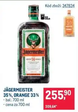 Makro JÄGERMEISTER 35%, ORANGE 33% nabídka