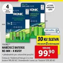 Lidl TRONIC NABÍJECÍ BATERIE NI - MH - 4 KUSY nabídka