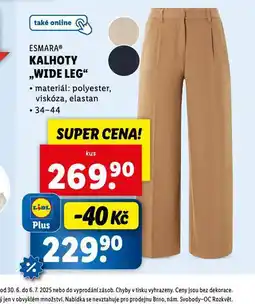 Lidl Kalhoty wide leg nabídka