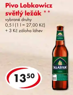 CBA Pivo Lobkowicz světlý ležák nabídka