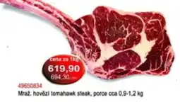 Vrtal Mraz, hovězí tomahawk steak, porce nabídka