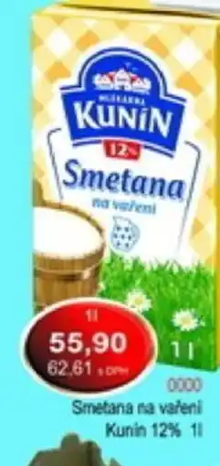 Vrtal Smetana na vařeni Kunin 12% nabídka