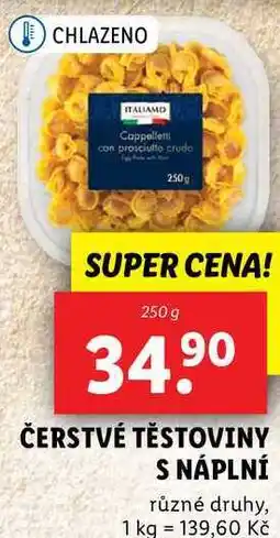 Lidl ČERSTVÉ TĚSTOVINY S NÁPLNÍ, 250 g nabídka