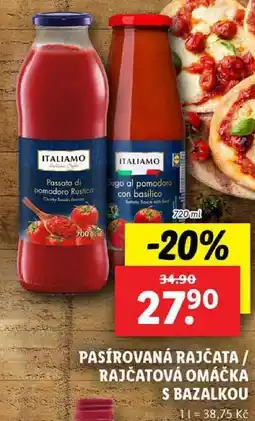 Lidl PASÍROVANÁ RAJČATA/RAJČATOVÁ OMÁČKA S BAZALKOU, 720 ml nabídka