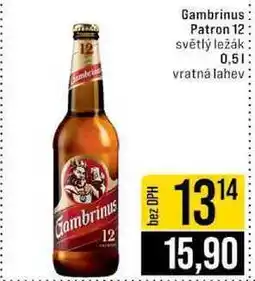 Jip Gambrinus Patron 12 světlý ležák 0,5l nabídka