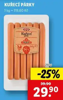 Lidl KUŘECÍ PÁRKY, 250 g nabídka