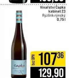 Jip Vinařství Čapka kabinet 23 Ryzlink rýnský 0,75l nabídka