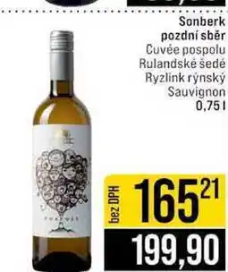 Sonberk pozdní sběr Cuvée pospolu Rulandské šedé Ryzlink rýnský Sauvignon 0,75l