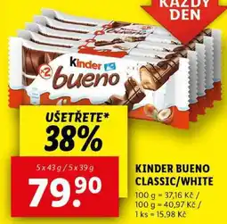 Lidl KINDER BUENO CLASSIC/WHITE, 5x 43 g/5x 39 g nabídka