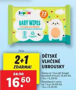 Lidl DĚTSKÉ VLHČENÉ UBROUSKY, 72 ks nabídka