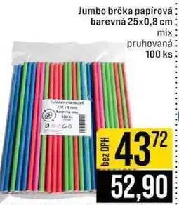 Jip Jumbo brčka papírová barevná 25x0,8 cm mix pruhovaná 100 ks nabídka