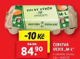 Lidl ČERSTVÁ VEJCE ,,M-L z volného chovu, 10 ks nabídka