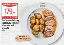 Globus Vepřové medailonky s pepřovou omáčkou a bramborami grenaille nabídka
