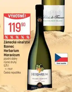 Globus ZÁMECKÉ VINAŘSTVÍ BZENEC Herbarium Moravicum nabídka