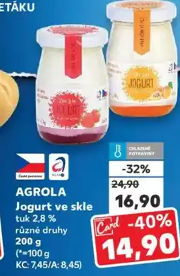 Kaufland AGROLA Jogurt ve skle tuk 2,8% nabídka