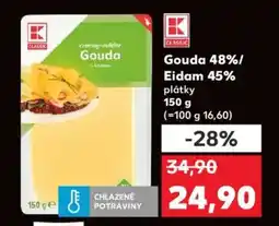 Kaufland Gouda 48%/ Eidam 45% plátky nabídka