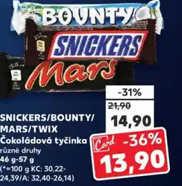 Kaufland SNICKERS/BOUNTY/ MARS/TWIX Čokoládová tyčinka nabídka