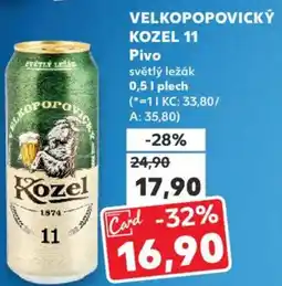Kaufland VELKOPOPOVICKÝ KOZEL 11 Pivo světlý ležák nabídka