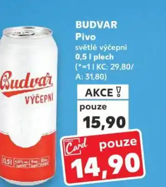 Kaufland BUDVAR Pivo světlé výčepní nabídka