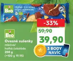 Kaufland Ovesné sušenky mléčná/ hořká čokoláda nabídka
