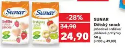 Kaufland SUNAR Dětský snack jahodová srdíčka/ jablkové prstýnky nabídka