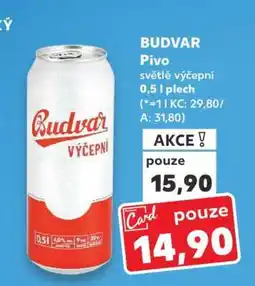Kaufland BUDVAR Pivo světlé výčepní 0,5 l plech nabídka