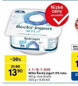 Tesco Milko řecký jogurt 0% tuku nabídka