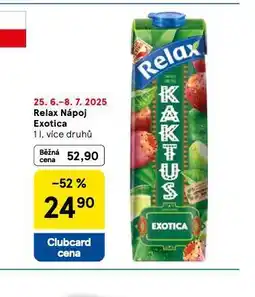 Tesco Relax nápoj exotica nabídka