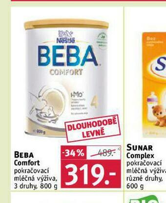 Rossmann Beba comfort pokračovací mléčná výživa nabídka