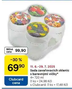 Tesco Sada zavařovacích sklenic s barevnými víčky nabídka