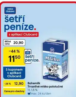 Tesco Bohemilk Trvanlivé mléko polotučné nabídka