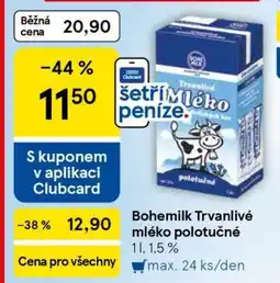 Tesco Bohemilk Trvanlivé mléko polotučné nabídka