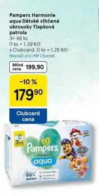 Tesco Pampers Harmonie aqua Dětské vlhčené ubrousky Tlapková patrola nabídka