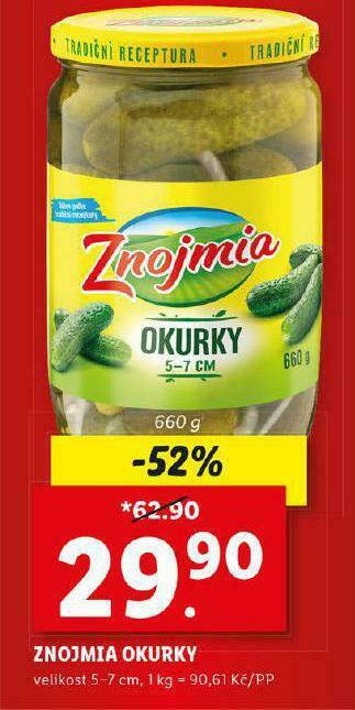 Lidl Znojmia okurky nabídka