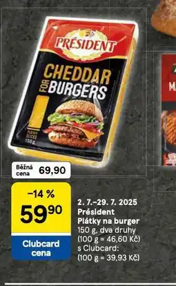 Tesco Président plátky na burger nabídka