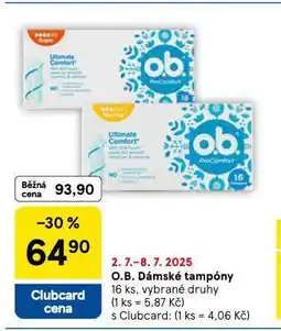Tesco O.b tampony nabídka