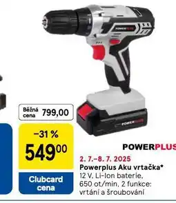 Tesco Powerplus aku vrtačka nabídka